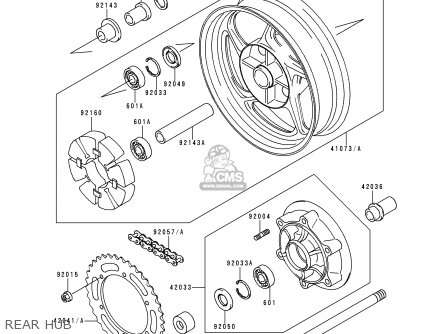 REAR HUB - ZR1100A3 ZEPHYR 1100 1994 EUROPE UK FR AR FG GR ST