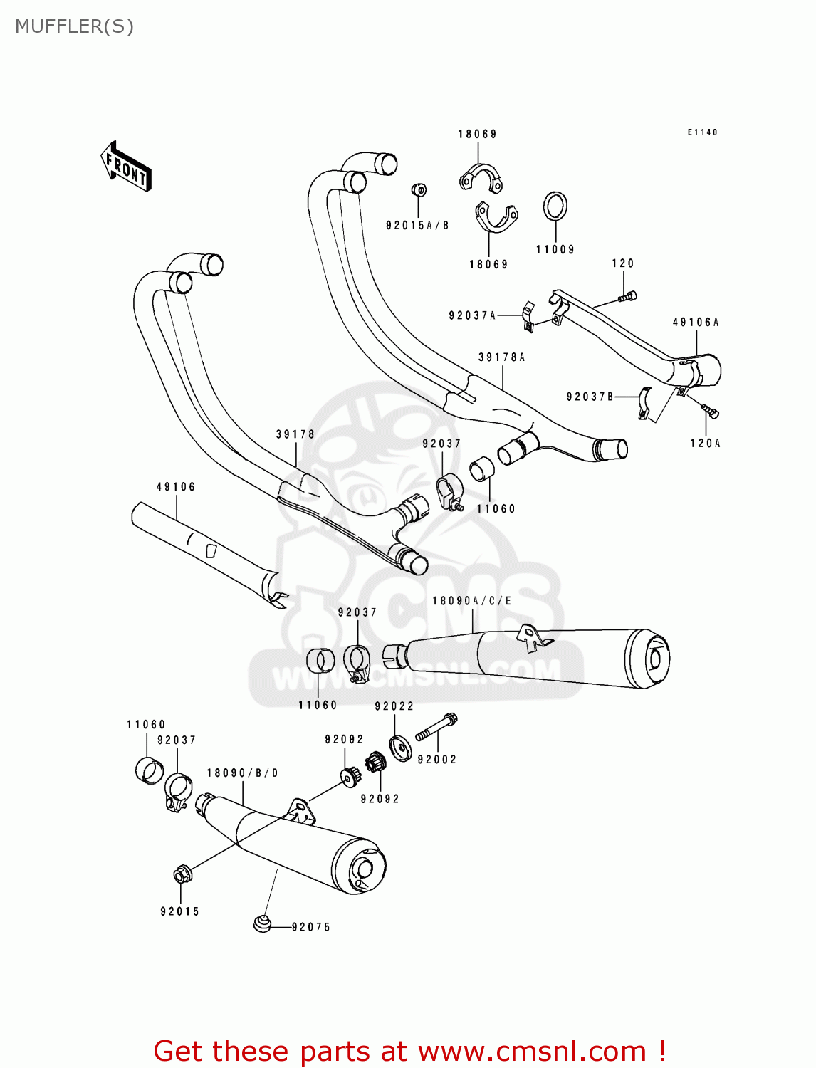 MUFFLER(S) ZR1100A4 1995 CANADA