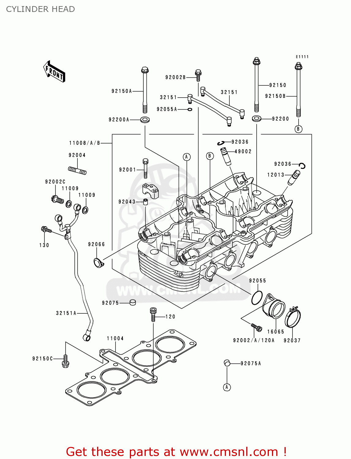 CYLINDER HEAD ZR1100A4 ZEPHYR 1100 1995 EUROPE UK FR AR FG GR ST