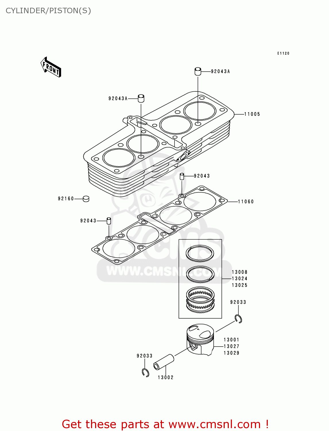 CYLINDER/PISTON(S) ZR1100A4 ZEPHYR 1100 1995 EUROPE UK FR AR FG GR ST