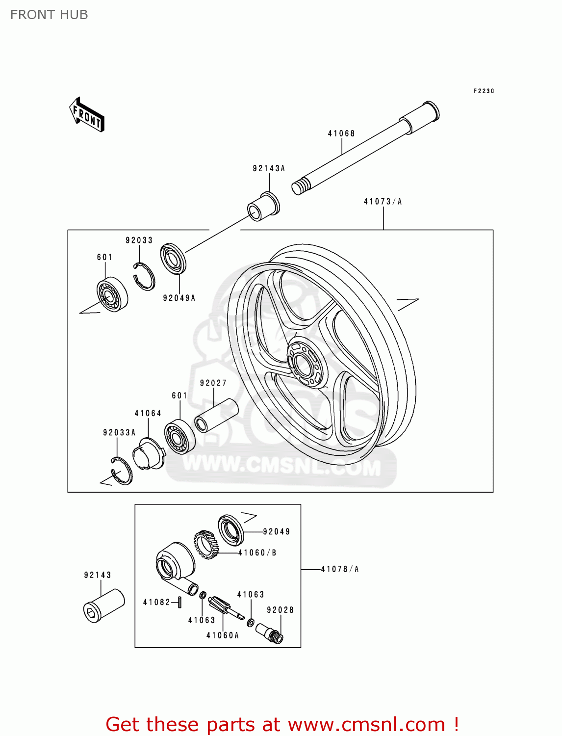 FRONT HUB ZR1100A4 ZEPHYR 1100 1995 EUROPE UK FR AR FG GR ST