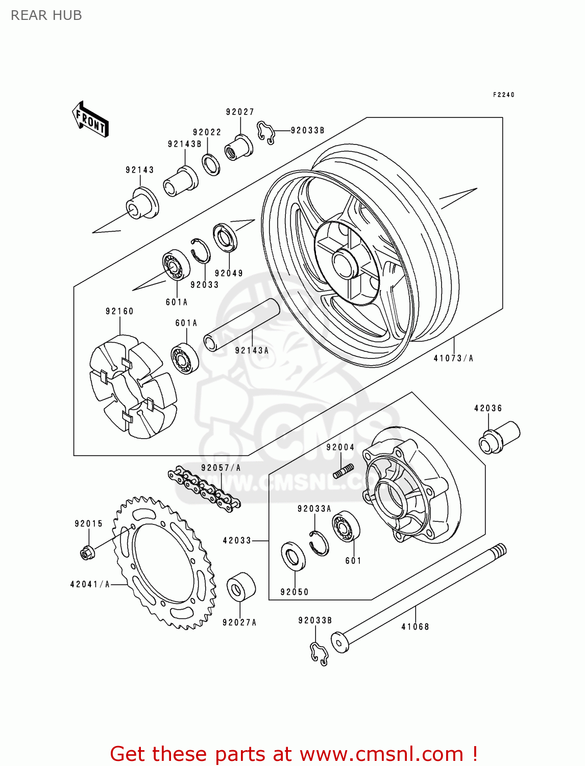 REAR HUB ZR1100A4 ZEPHYR 1100 1995 EUROPE UK FR AR FG GR ST