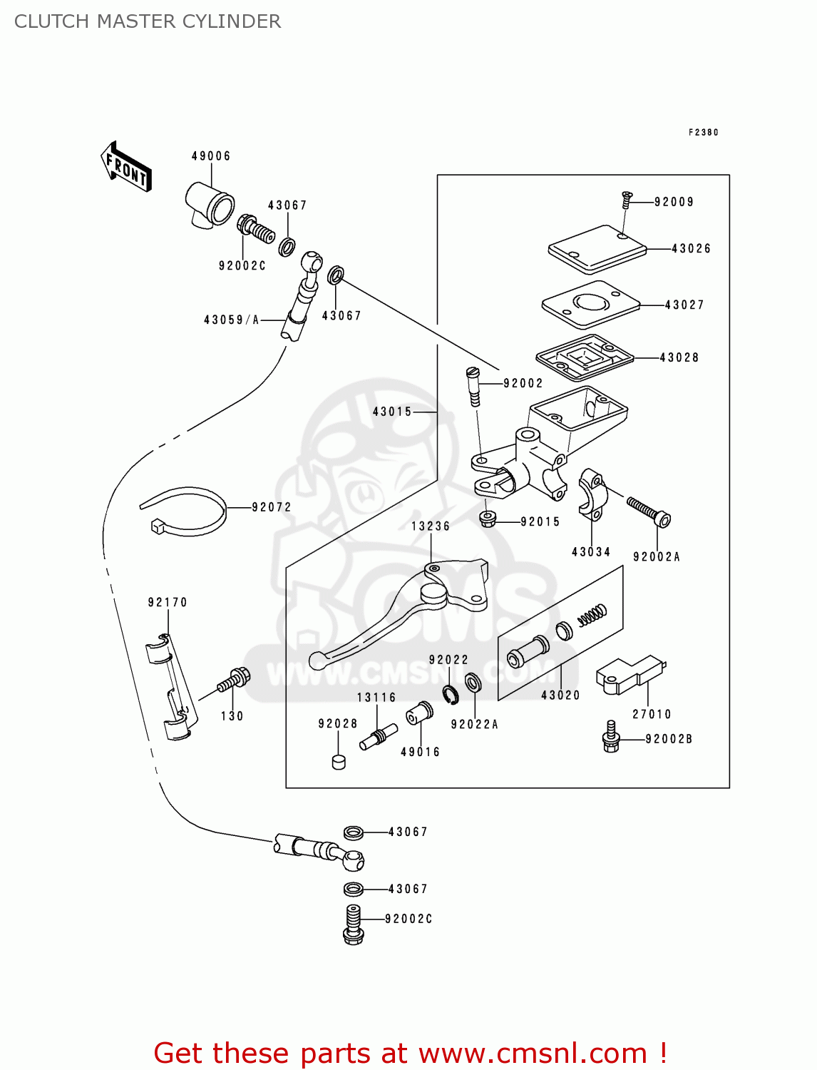 CLUTCH MASTER CYLINDER ZR1100A4 ZEPHYR 1100 1995 EUROPE UK FR AR FG GR ST