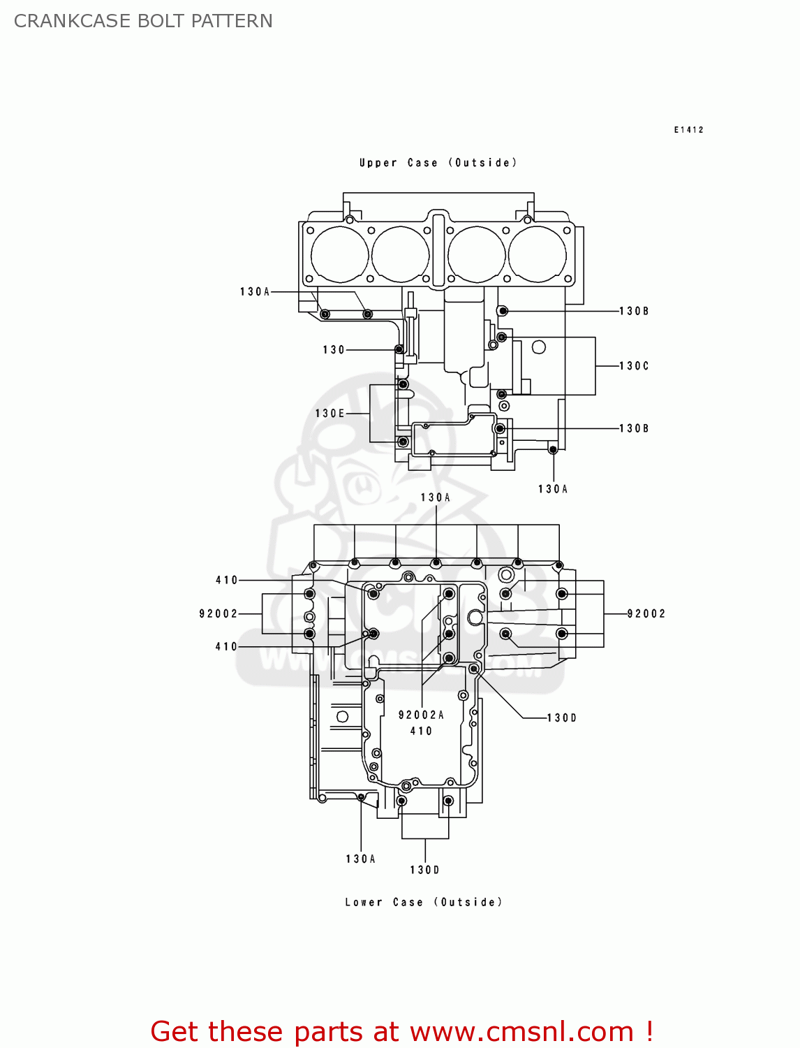 CRANKCASE BOLT PATTERN ZR1100B1 ZEPHYR 1100 1996 UNITED KINGDOM NL FG GR NR ST