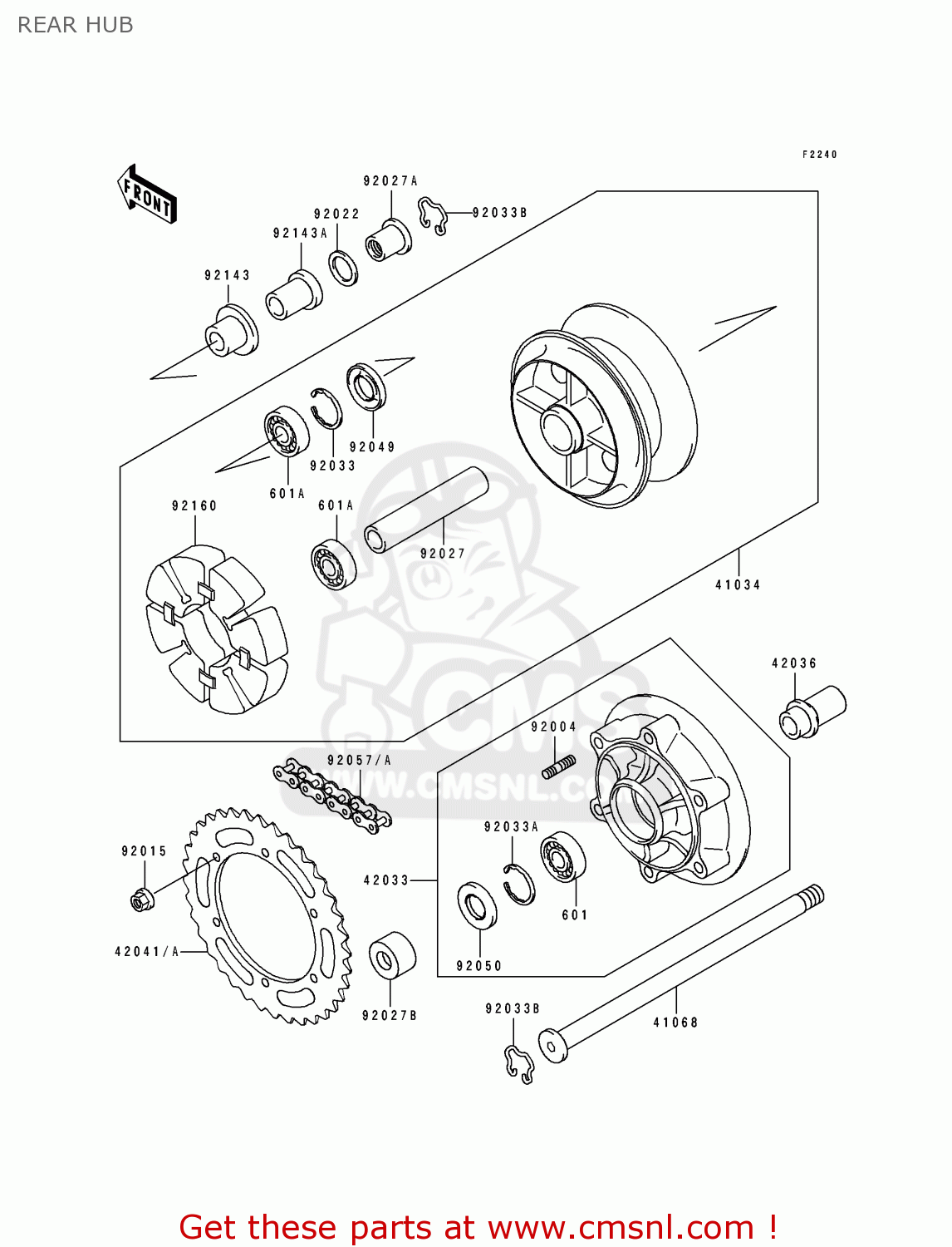 REAR HUB ZR1100B1 ZEPHYR 1100 1996 UNITED KINGDOM NL FG GR NR ST