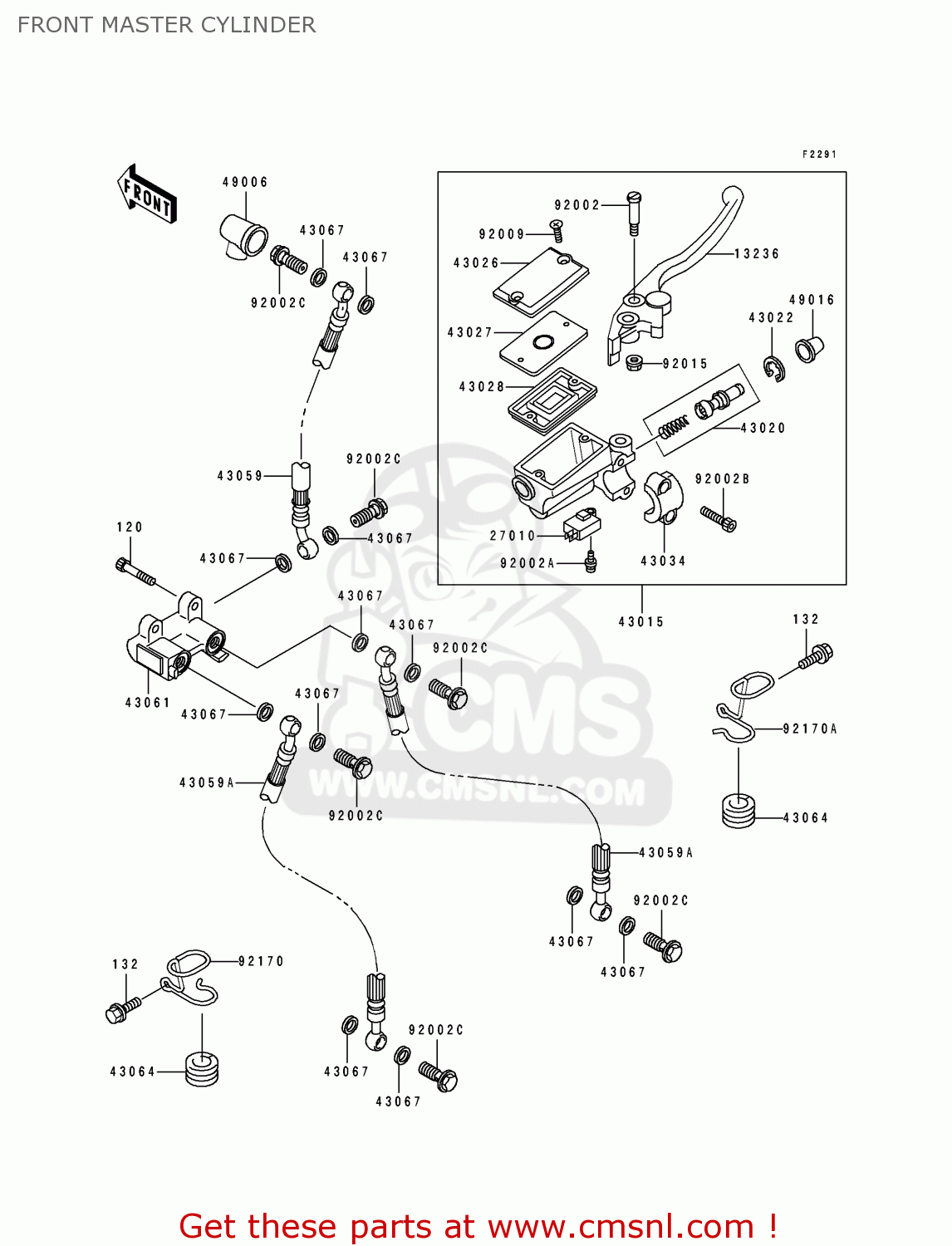 FRONT MASTER CYLINDER ZR1100B1 ZEPHYR 1100 1996 UNITED KINGDOM NL FG GR NR ST
