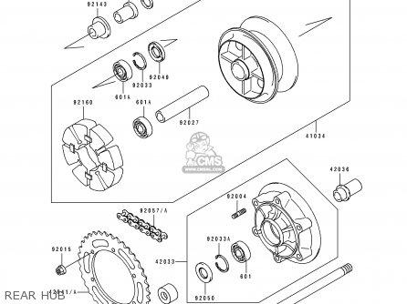 REAR HUB - ZR1100B1 ZEPHYR 1100 1996 UNITED KINGDOM NL FG GR NR ST