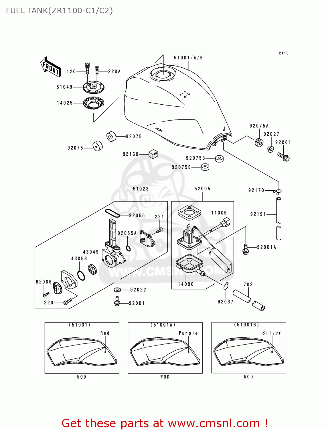 FUEL TANK(ZR1100-C1/C2) ZR1100C1 ZRX1100 1997 UNITED KINGDOM AR FG GR ST