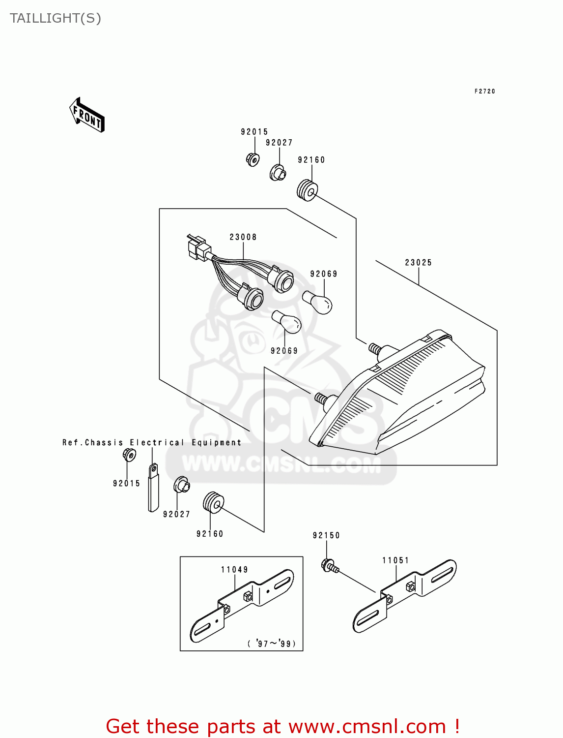 TAILLIGHT(S) ZR1100C1 ZRX1100 1997 UNITED KINGDOM AR FG GR ST