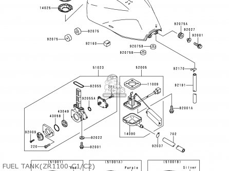 FUEL TANK(ZR1100-C1/C2) - ZR1100C1 ZRX1100 1997 UNITED KINGDOM AR FG GR ST