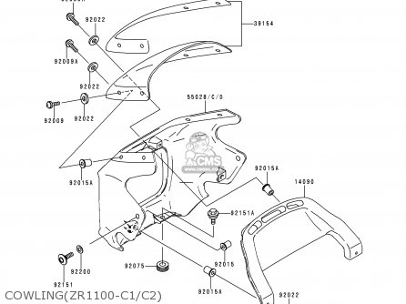 COWLING(ZR1100-C1/C2) - ZR1100C1 ZRX1100 1997 UNITED KINGDOM AR FG GR ST