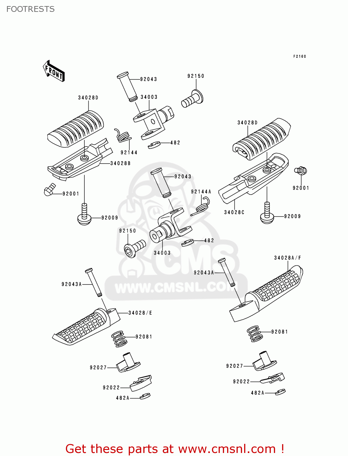 FOOTRESTS ZR1100C2 ZRX1100 1998 EUROPE UK FR NL FG GR NR ST