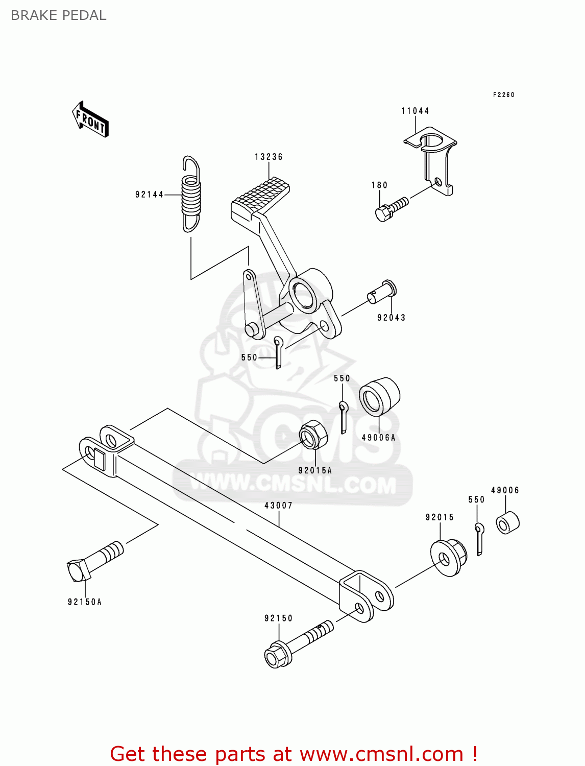 BRAKE PEDAL ZR1100C2 ZRX1100 1998 EUROPE UK FR NL FG GR NR ST