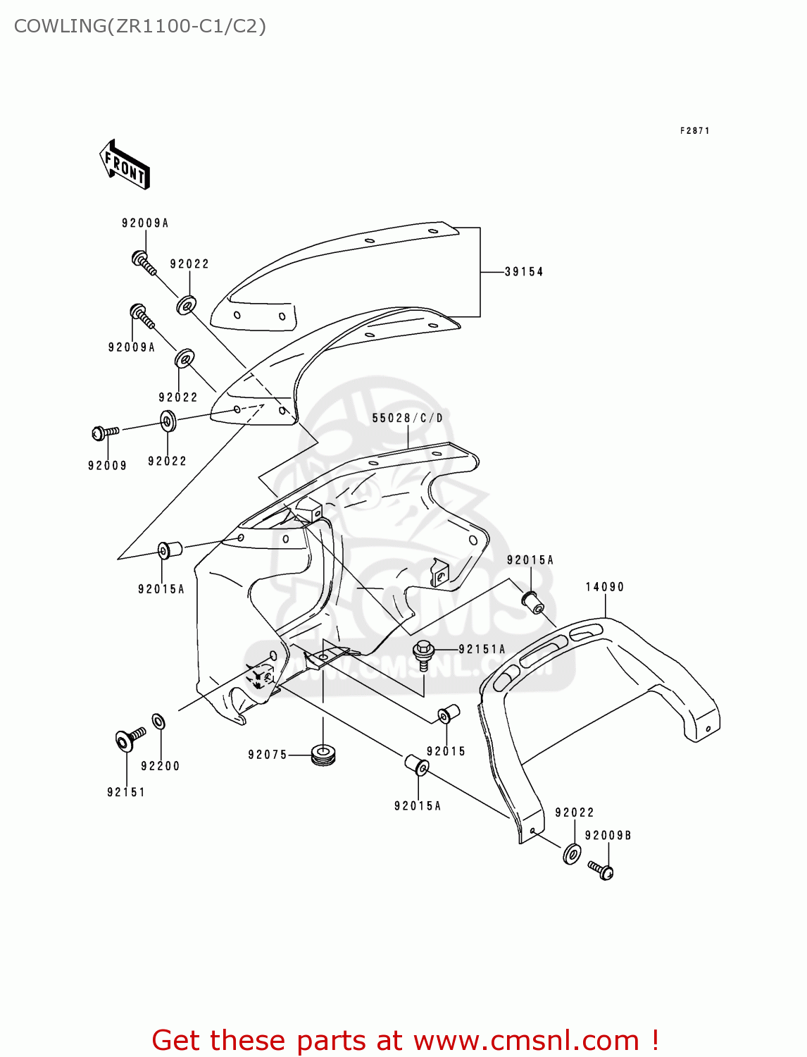COWLING(ZR1100-C1/C2) ZR1100C2 ZRX1100 1998 EUROPE UK FR NL FG GR NR ST