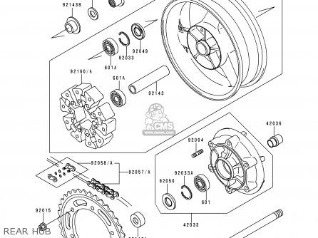 REAR HUB - ZR1100C2 ZRX1100 1998 EUROPE UK FR NL FG GR NR ST