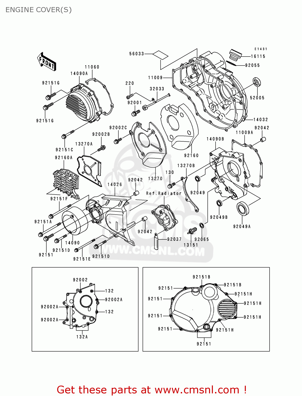 ENGINE COVER(S) ZR1100C3 ZRX1100 1999 EUROPE UK FR NL AR FG GR NR SD ST