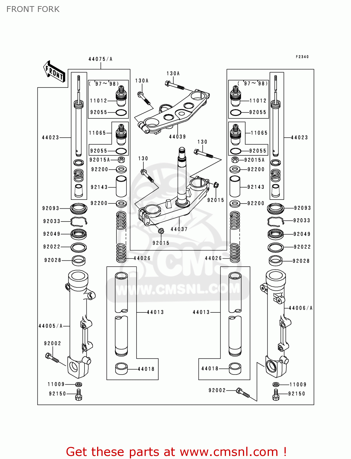 FRONT FORK ZR1100C3 ZRX1100 1999 EUROPE UK FR NL AR FG GR NR SD ST