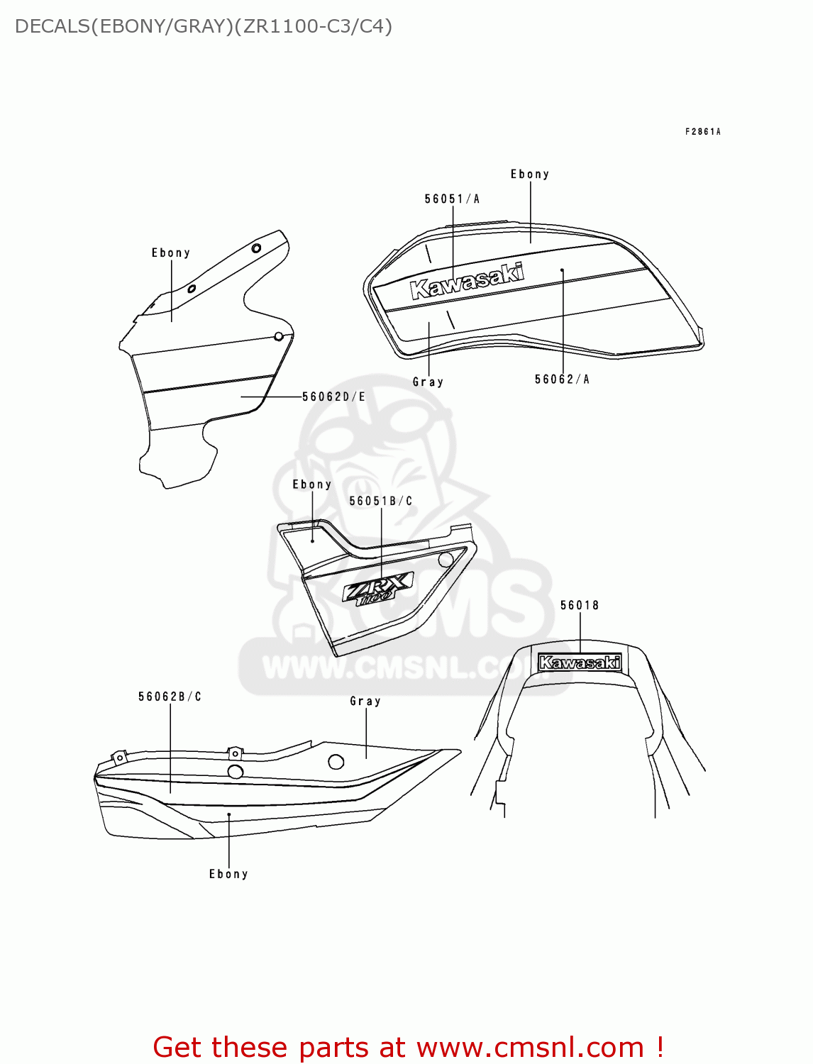 DECALS(EBONY/GRAY)(ZR1100-C3/C4) ZR1100C3 ZRX1100 1999 EUROPE UK FR NL AR FG GR NR SD ST