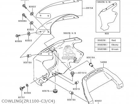 COWLING(ZR1100-C3/C4) - ZR1100C3 ZRX1100 1999 EUROPE UK FR NL AR FG GR NR SD ST