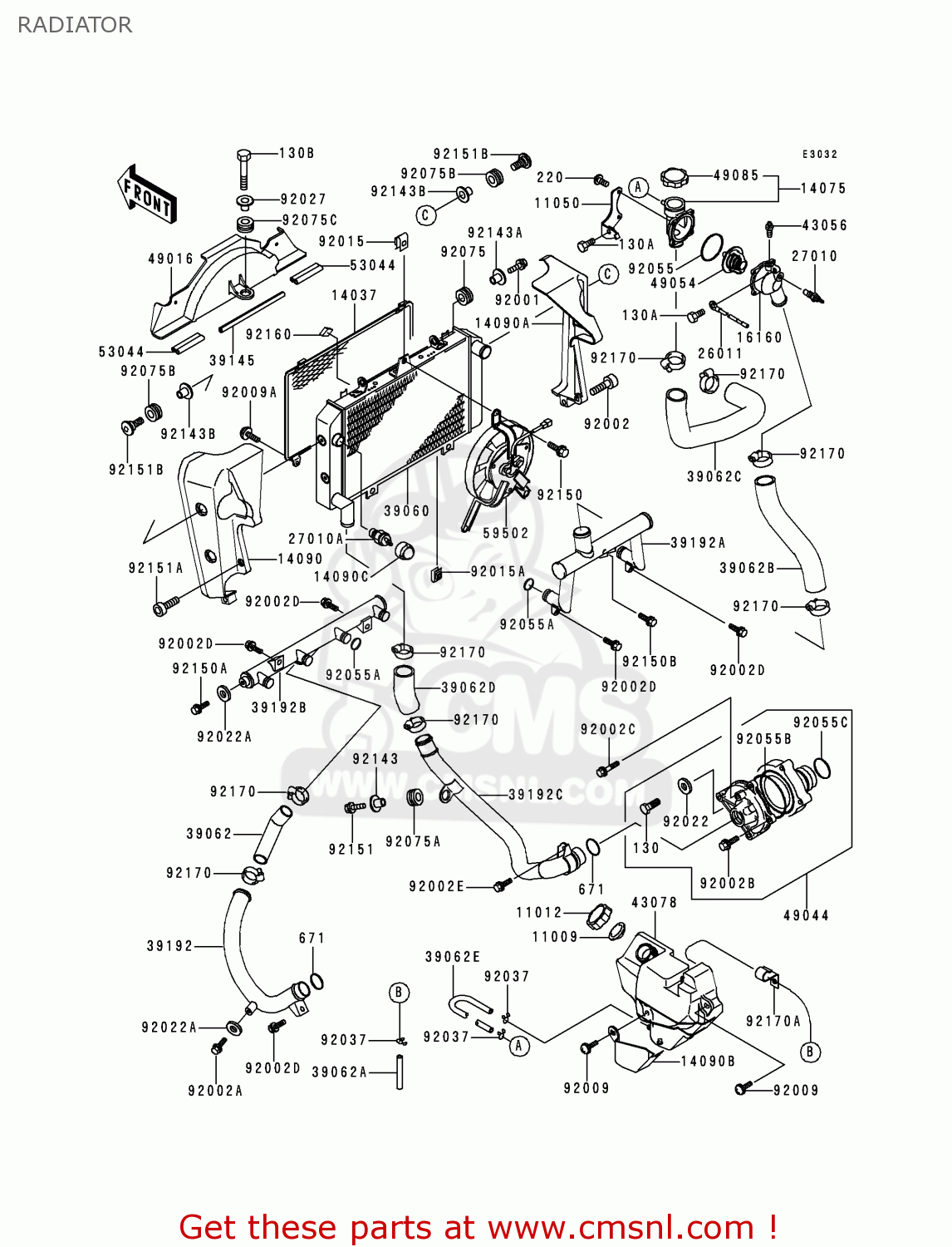 RADIATOR ZR1100C3 ZRX1100 1999 USA CANADA