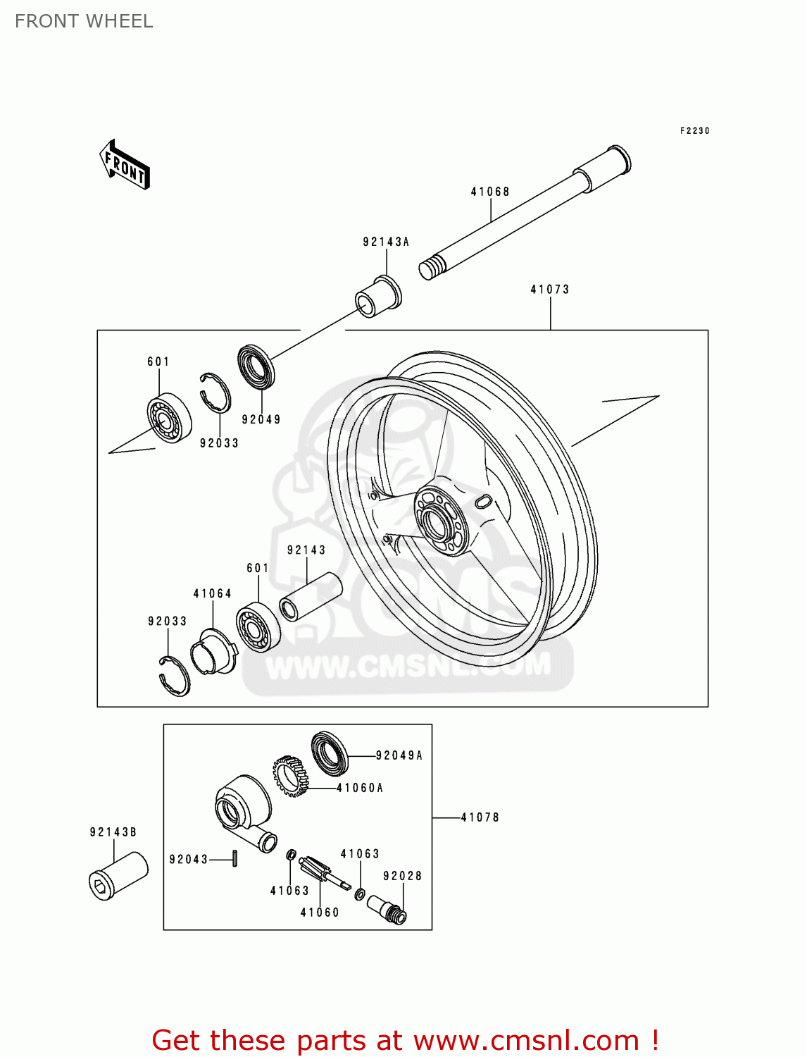 FRONT WHEEL ZR1100C3 ZRX1100 1999 USA CANADA