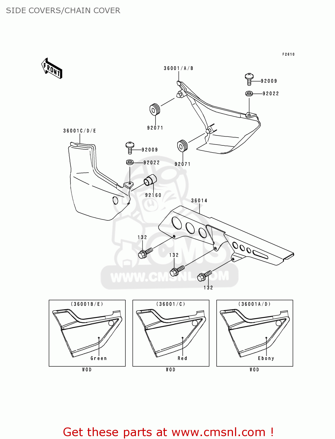 SIDE COVERS/CHAIN COVER ZR1100C3 ZRX1100 1999 USA CANADA