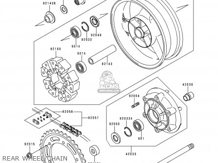 REAR WHEEL/CHAIN - ZR1100C3 ZRX1100 1999 USA CANADA