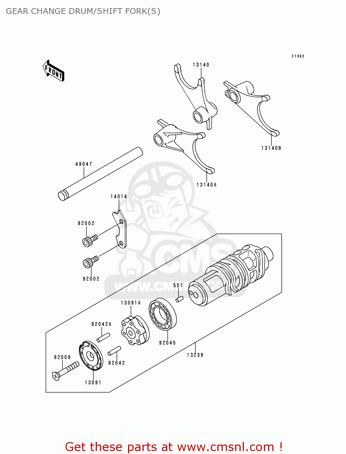 GEAR CHANGE DRUM/SHIFT FORK(S) ZR1100C4 ZRX1100 2000 EUROPE UK FR NR