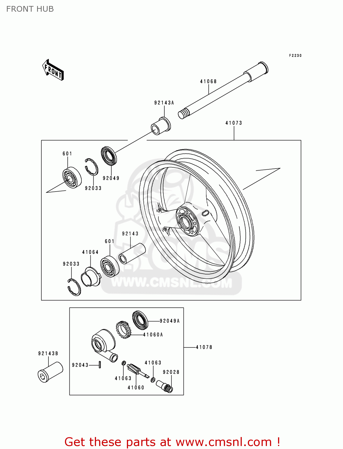 FRONT HUB ZR1100C4 ZRX1100 2000 EUROPE UK FR NR