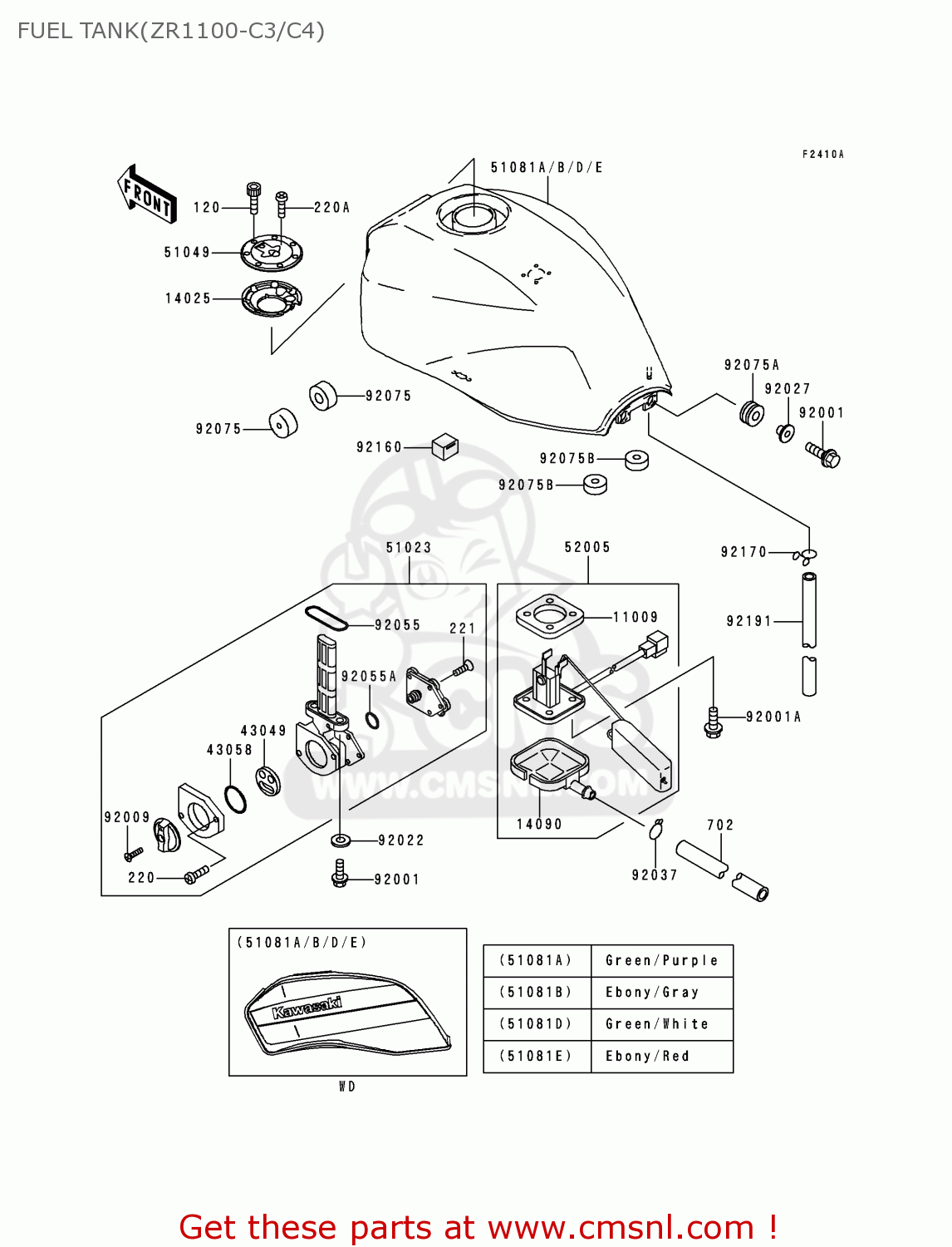 FUEL TANK(ZR1100-C3/C4) ZR1100C4 ZRX1100 2000 EUROPE UK FR NR