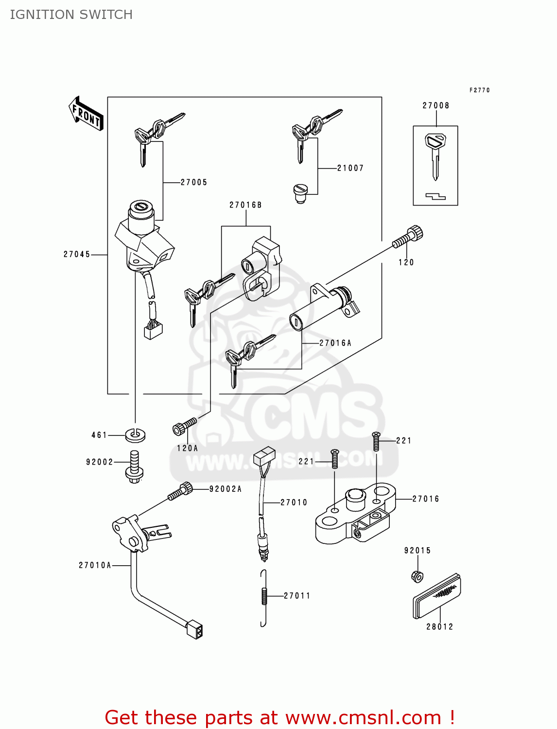 IGNITION SWITCH ZR1100C4 ZRX1100 2000 EUROPE UK FR NR