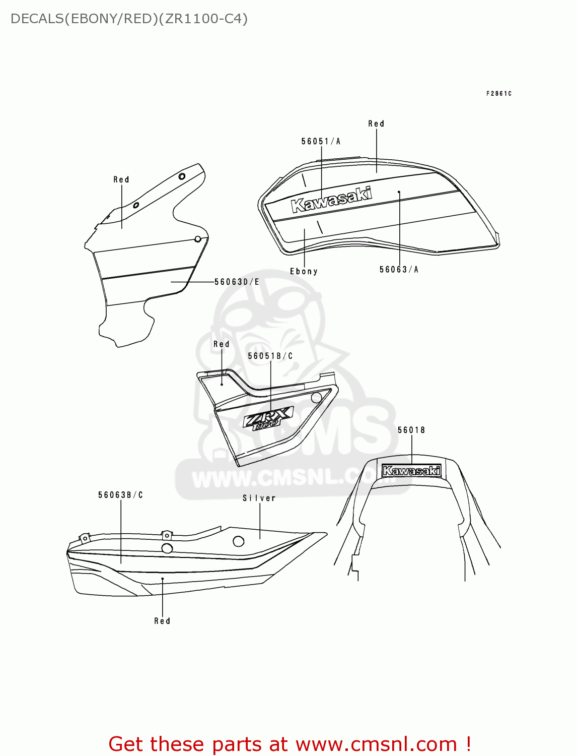 DECALS(EBONY/RED)(ZR1100-C4) ZR1100C4 ZRX1100 2000 EUROPE UK FR NR