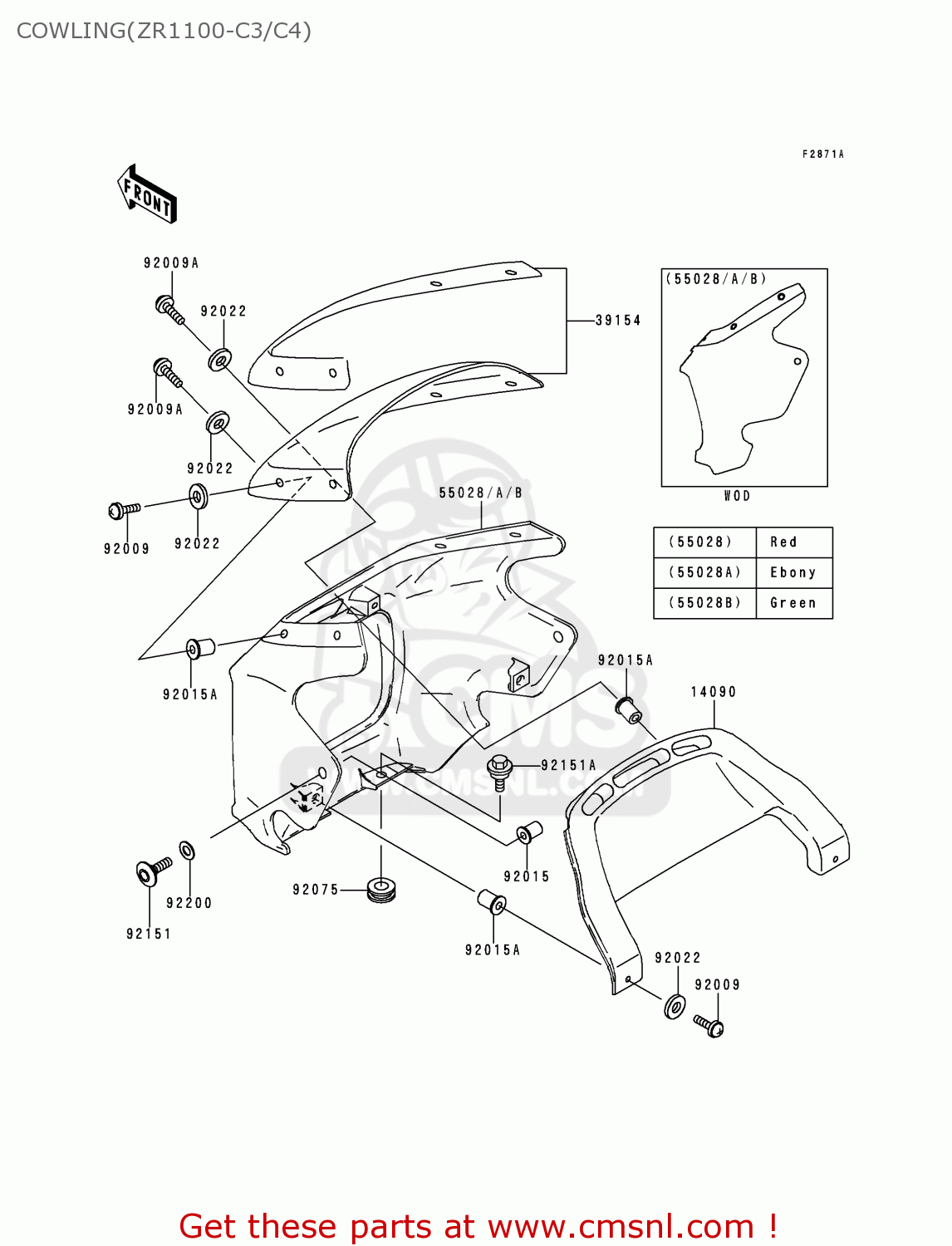 COWLING(ZR1100-C3/C4) ZR1100C4 ZRX1100 2000 EUROPE UK FR NR