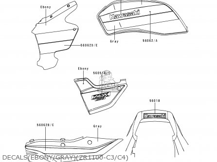 DECALS(EBONY/GRAY)(ZR1100-C3/C4) - ZR1100C4 ZRX1100 2000 EUROPE UK FR NR