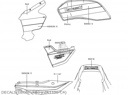 DECALS(EBONY/RED)(ZR1100-C4) - ZR1100C4 ZRX1100 2000 EUROPE UK FR NR