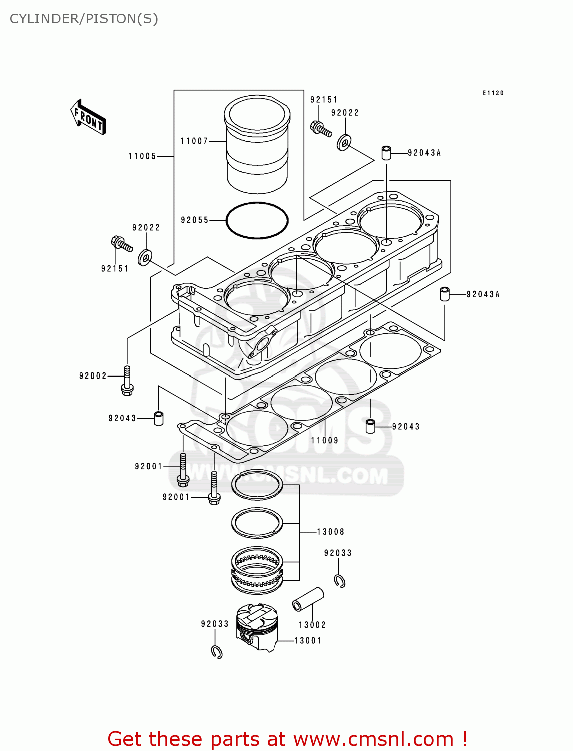 CYLINDER/PISTON(S) ZR1100C4 ZRX1100 2000 USA CANADA