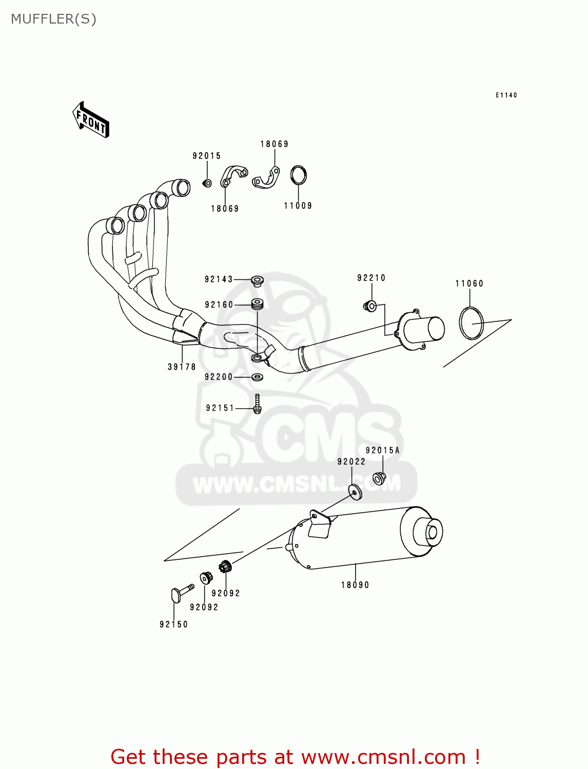 MUFFLER(S) ZR1100C4 ZRX1100 2000 USA CANADA