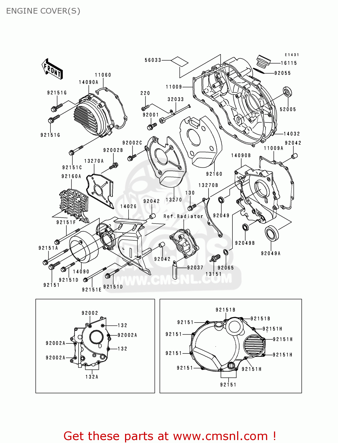 ENGINE COVER(S) ZR1100C4 ZRX1100 2000 USA CANADA