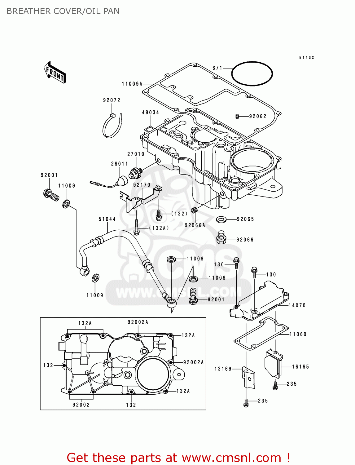 BREATHER COVER/OIL PAN ZR1100C4 ZRX1100 2000 USA CANADA