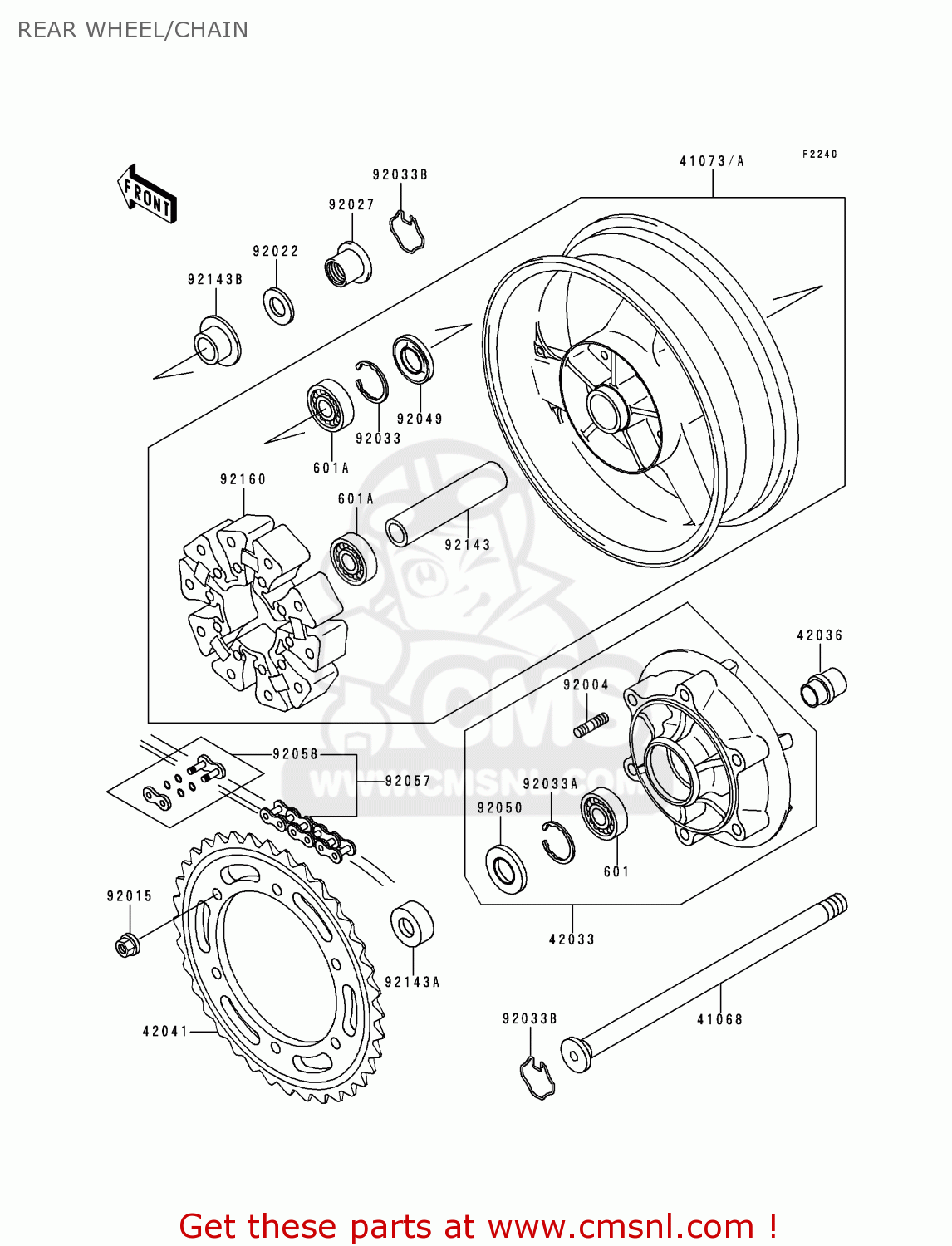 REAR WHEEL/CHAIN ZR1100C4 ZRX1100 2000 USA CANADA