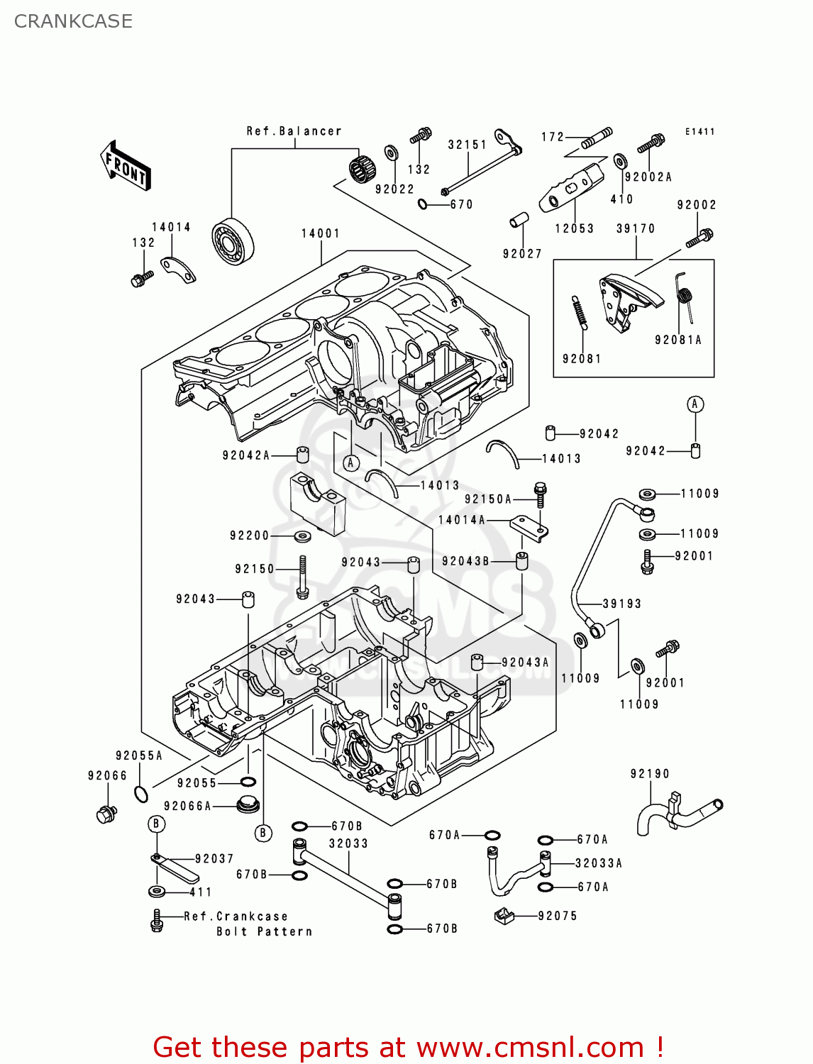 CRANKCASE ZR1100D2 ZRX1100 1998 FRANCE NL NR SD