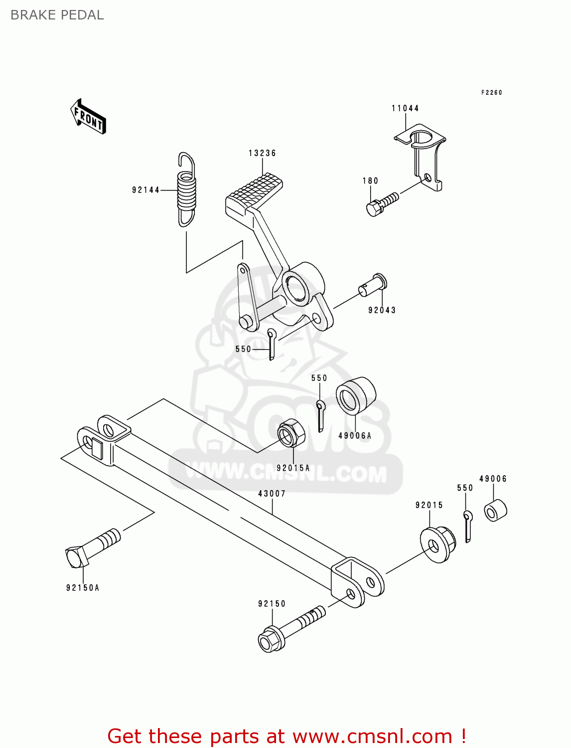 BRAKE PEDAL ZR1100D2 ZRX1100 1998 FRANCE NL NR SD