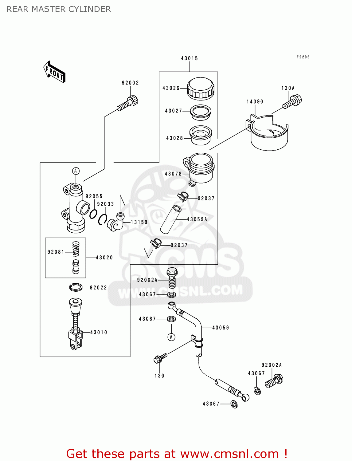 REAR MASTER CYLINDER ZR1100D2 ZRX1100 1998 FRANCE NL NR SD