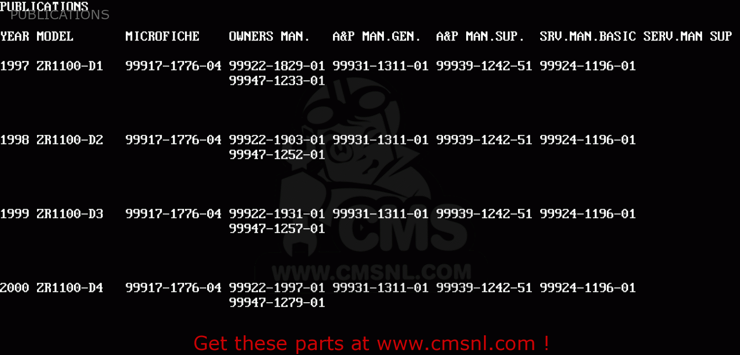 PUBLICATIONS ZR1100D2 ZRX1100 1998 FRANCE NL NR SD