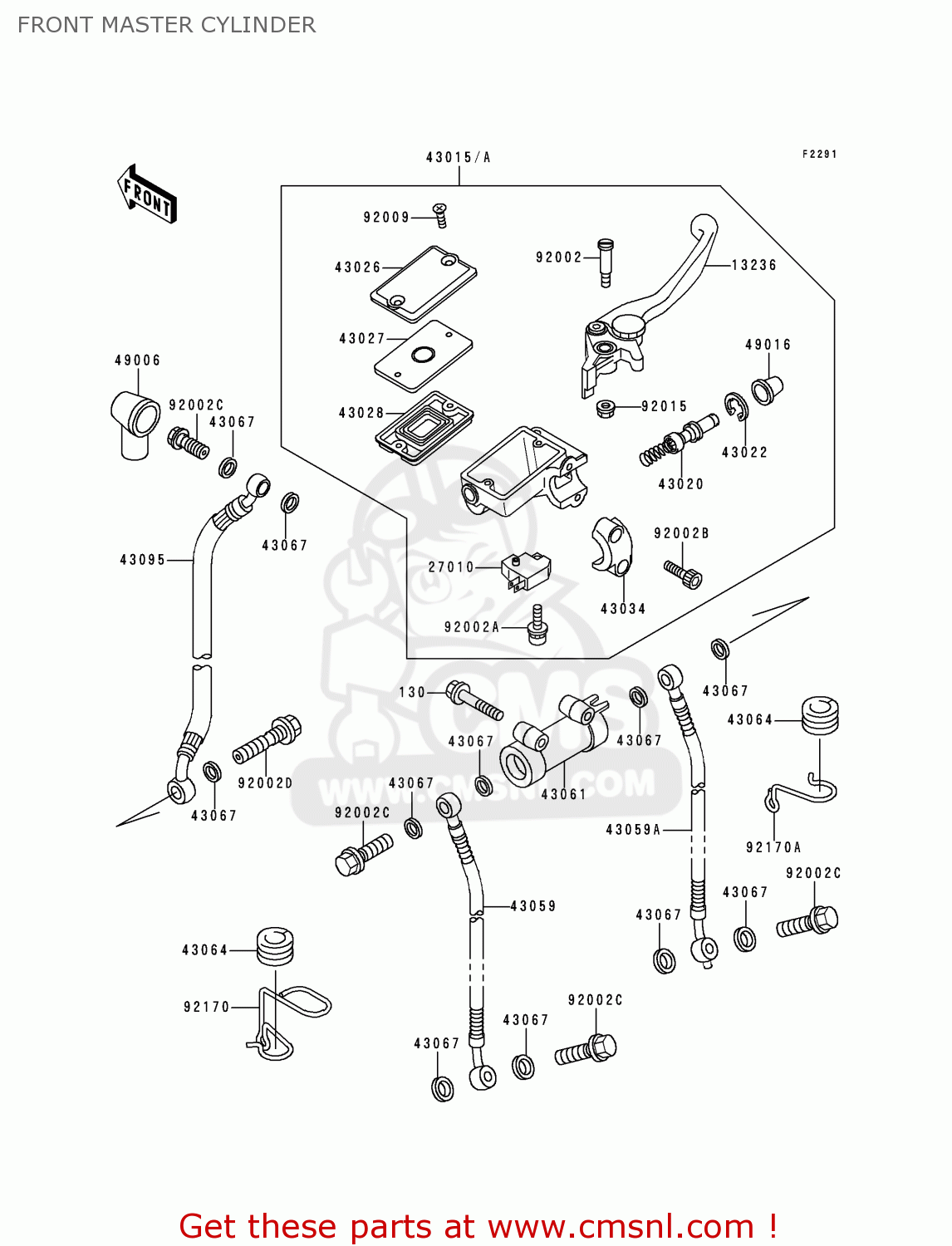 FRONT MASTER CYLINDER ZR1100D3 ZRX1100 1999 EUROPE FR NL GR IT NR ST