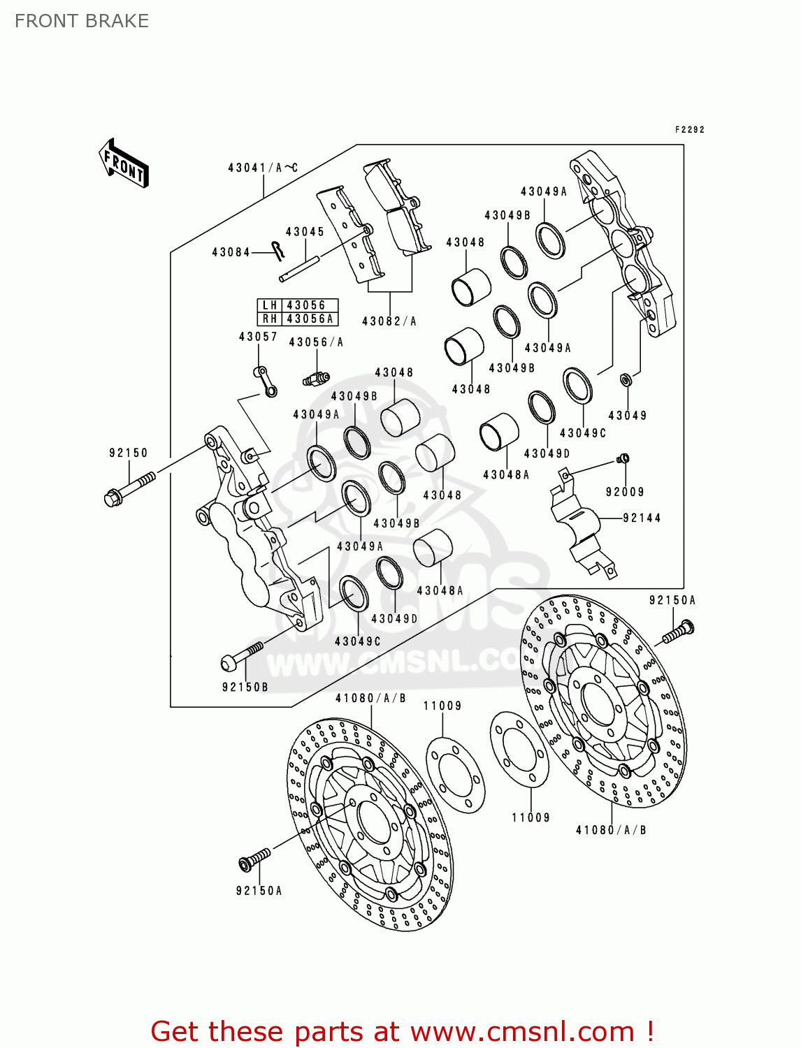 FRONT BRAKE ZR1100D3 ZRX1100 1999 EUROPE FR NL GR IT NR ST