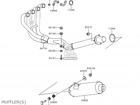 MUFFLER(S) - ZR1100D3 ZRX1100 1999 EUROPE FR NL GR IT NR ST