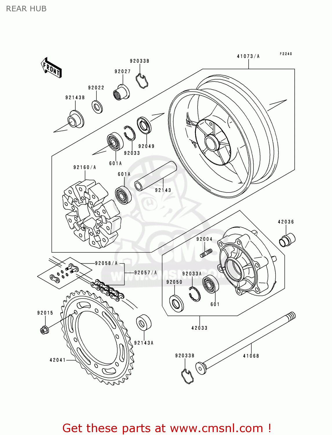 REAR HUB ZR1100D4 ZRX1100 2000 EUROPE FR