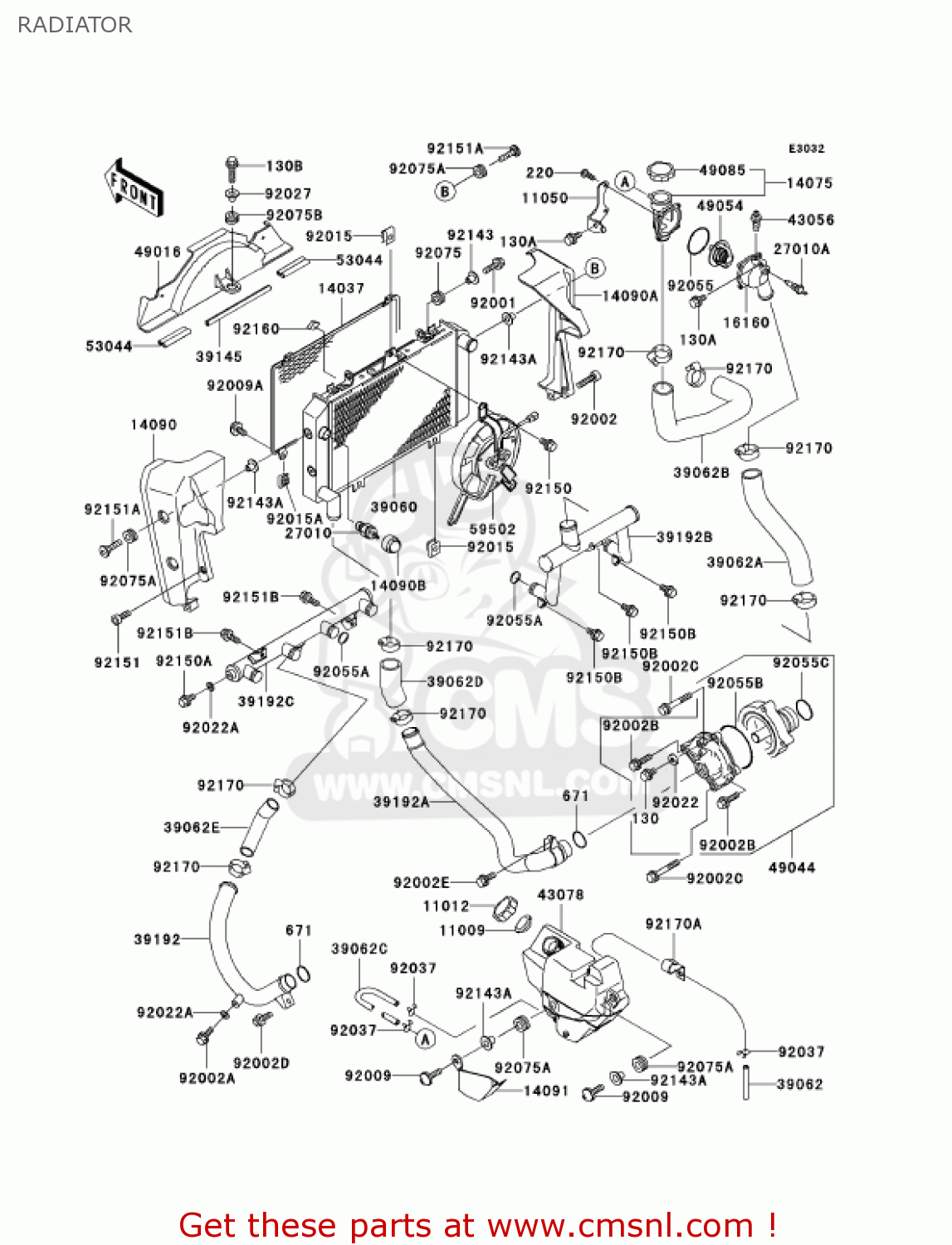 RADIATOR ZR1200A1 ZRX1200R 2001 USA CALIFORNIA CANADA