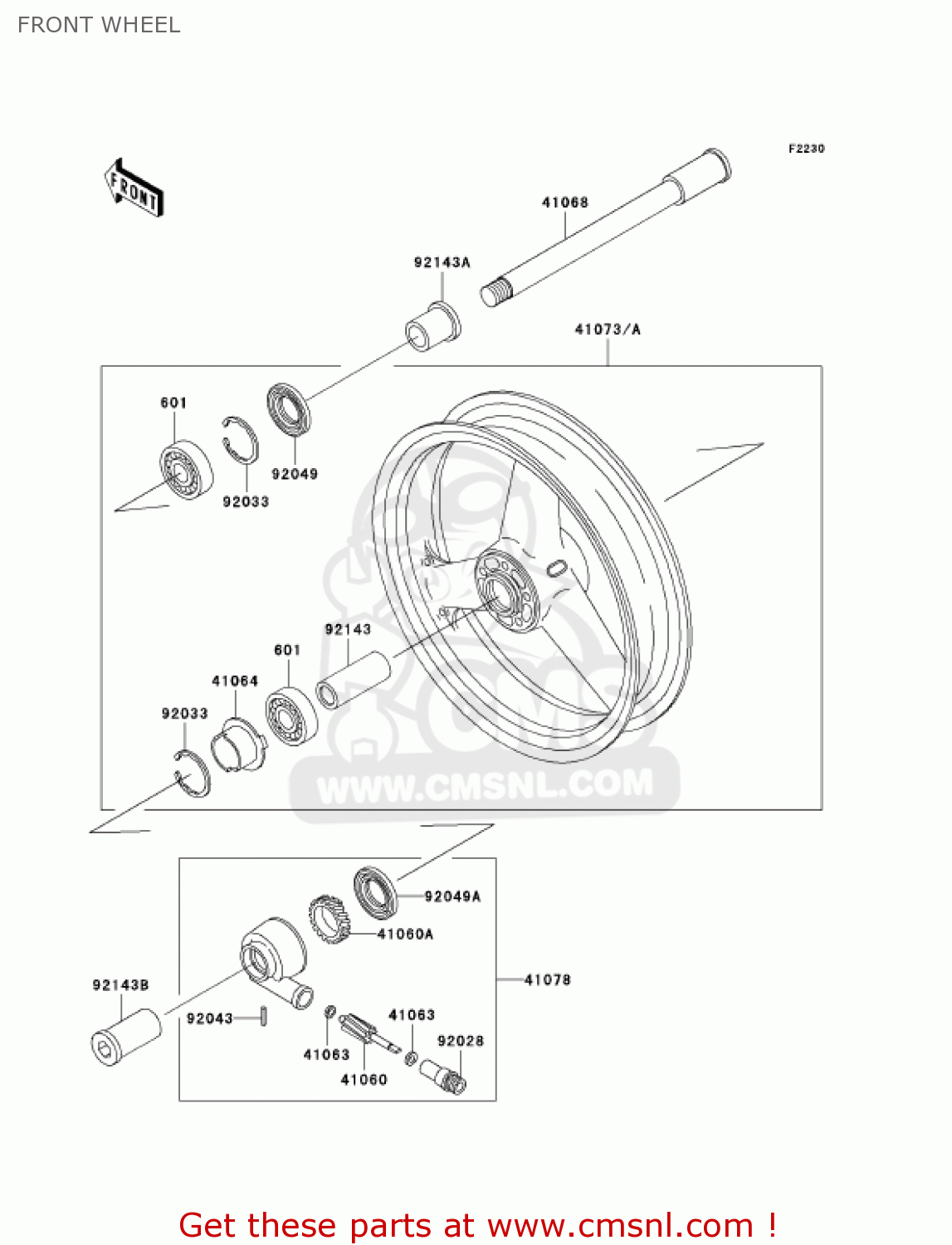 FRONT WHEEL ZR1200A1 ZRX1200R 2001 USA CALIFORNIA CANADA